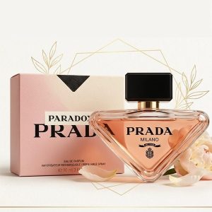 Prada Paradoxe Perfume Bottle In Soft Pink With A Black Cap