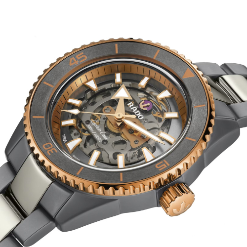 rado captain cook gray ceramic skeleton
