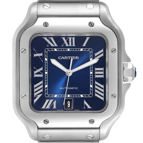 cartier santos xl blue dial steel mens watch cartier santos xl blue dial steel mens watch