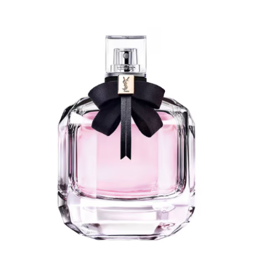 yves saint laurent mon paris perfume with black bow and pink scent