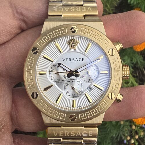 versace greca chronograph vez white