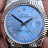 rolex datejust silver blue diamond roman figure