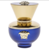versace dylan blue pour femme eau de perfume in a deep blue bottle with a gold cap
