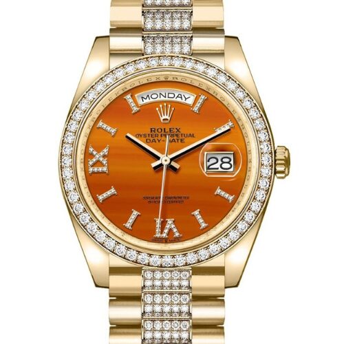 rolex day date 36 carnelian dial yellow gold