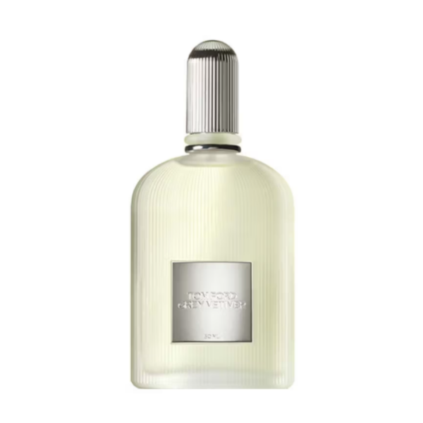 tom ford grey vetiver eau de perfume in an off white bottle with a silver cap
