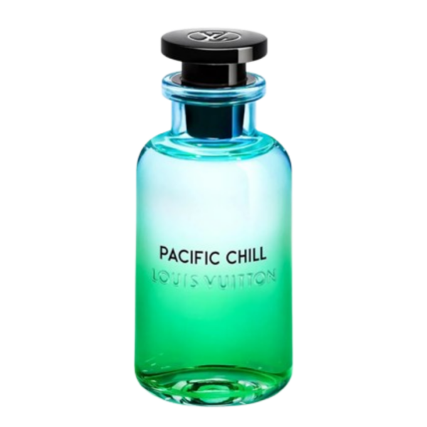 louis vuitton pacific chill eau de perfume in a green and blue gradient glass bottle