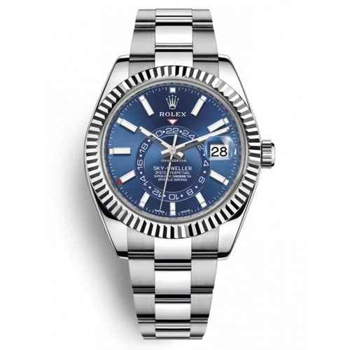 rolex sky‑dweller watch oyster steel blue dial