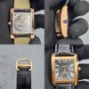 cartier rectangular rose gold watch with a black dial and leather strap cartier rectangular rose gold watch with a black dial and leather strap