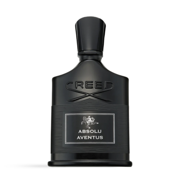 creed “absolu aventus” perfume in a matte black bottle with a black label and silver detailing creed “absolu aventus” perfume in a matte black bottle with a black label and silver detailing