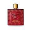 versace eros flame eau de perfume in a red glass bottle with gold accents