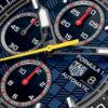 tag heuer chronograph watch with a blue dial and blue rubber strap tag heuer chronograph watch with a blue dial and blue rubber strap