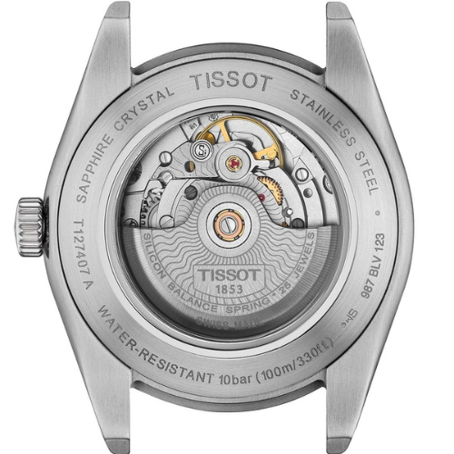 tissot powermatic 80 silicium watch with a stainless steel bracelet and ice blue dial tissot powermatic 80 silicium watch with a stainless steel bracelet and ice blue dial