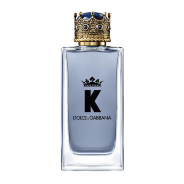 dolce & gabbana k clear glass perfume bottle with light blue fragrance and gold crown cap dolce & gabbana k clear glass perfume bottle with light blue fragrance and gold crown cap