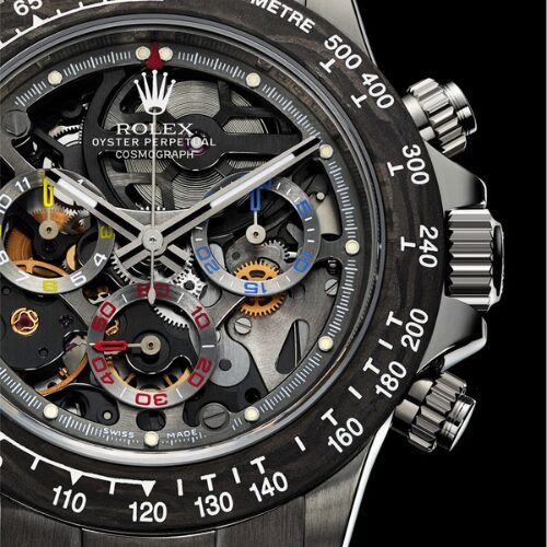 rolex daytona with a black and silver skeleton design watch rolex daytona with a black and silver skeleton design watch