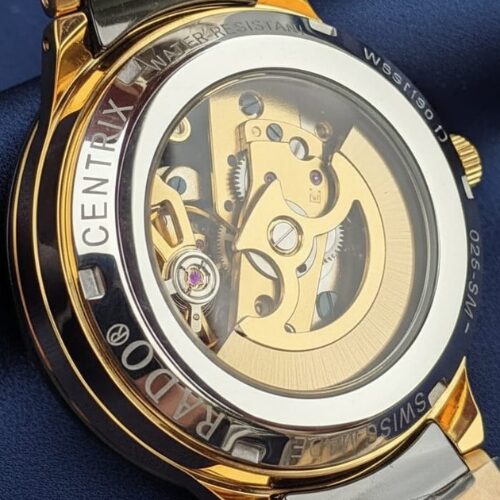 rado watch with a black and gold design and a skeleton dial rado watch with a black and gold design and a skeleton dial