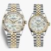 rolex couple datejust dual tone white gold pearl face watch rolex couple datejust dual tone white gold pearl face watch