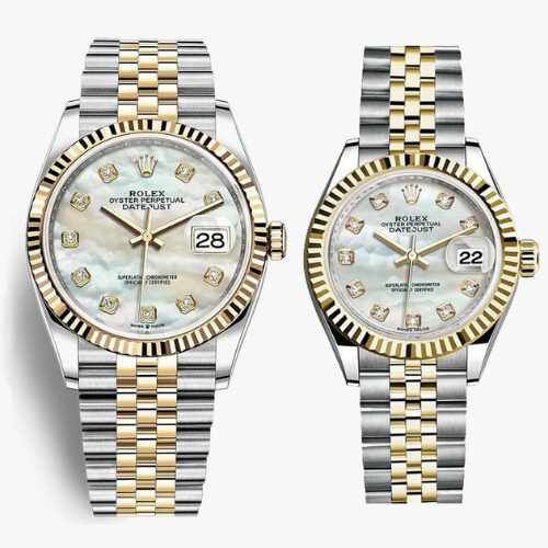rolex couple datejust dual tone white gold pearl face watch rolex couple datejust dual tone white gold pearl face watch