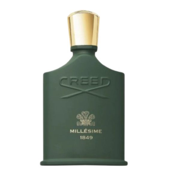 creed millésime 1849 fragrance in a dark green bottle with a gold cap