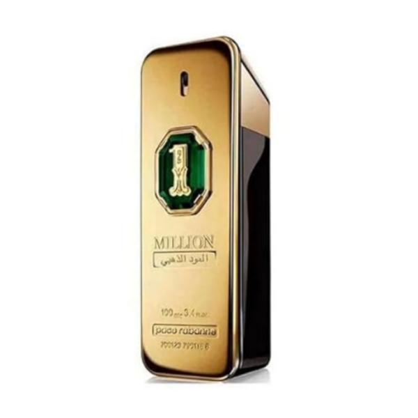paco rabanne gold tone perfume bottle with green emblem detailing paco rabanne gold tone perfume bottle with green emblem detailing