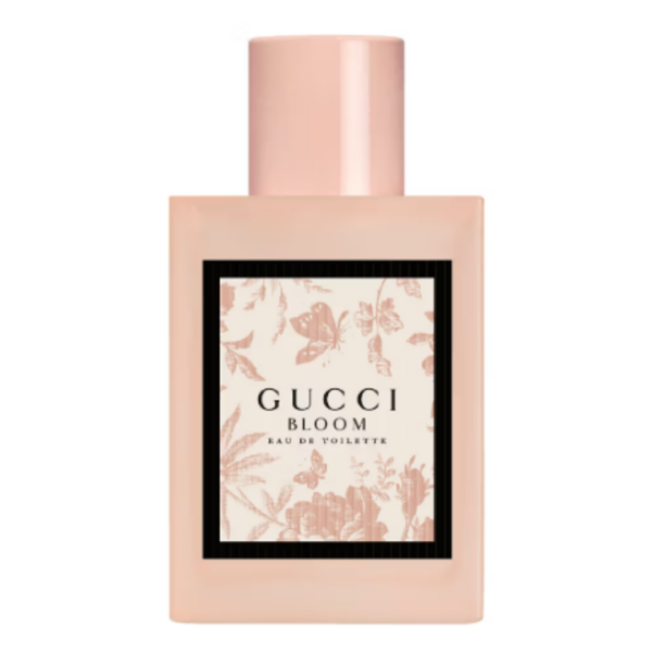 gucci flora perfume in creamy peach with striking orange blossom accents