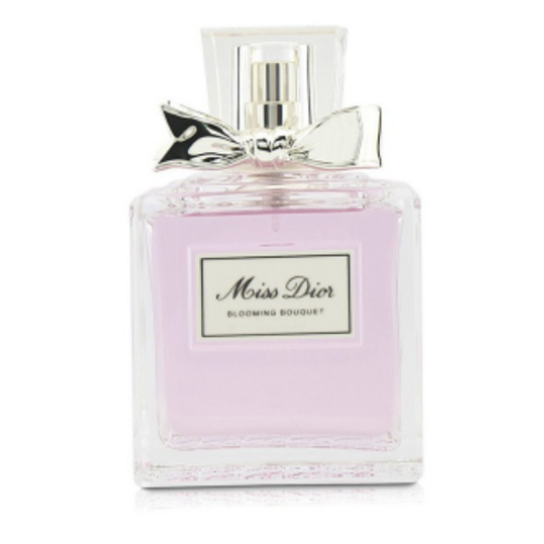 dior miss dior blooming bouquet perfume in soft pink with a silver bow cap