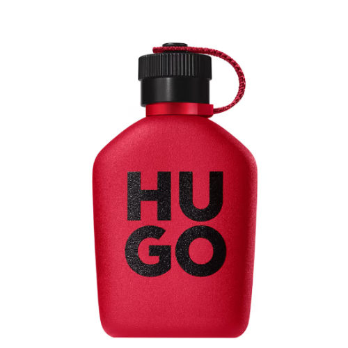 hugo boss hugo intense eau de perfume in bold matte red with black lettering