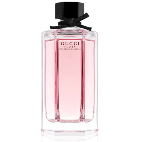 gucci flora soft pink glass perfume bottle with black bow detail gucci flora soft pink glass perfume bottle with black bow detail