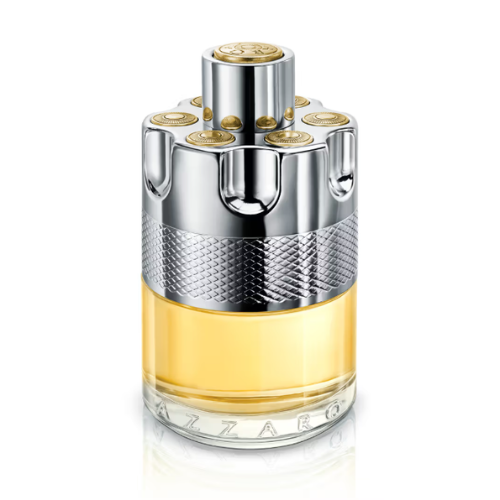 azzaro wanted perfume bottle featuring golden liquid with a textured silver metal cap azzaro wanted perfume bottle featuring golden liquid with a textured silver metal cap