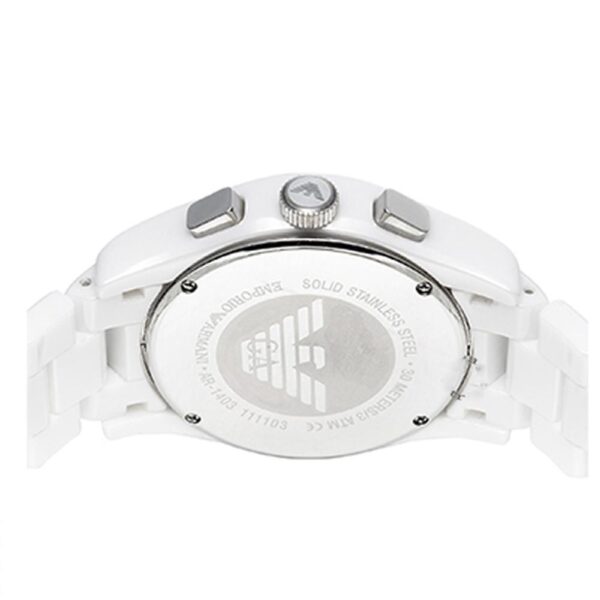 armani stainless steel chronograph white 1527