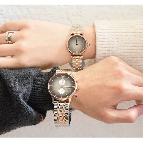 emporio armani grey dial two tone band stainless steel couple watch emporio armani grey dial two tone band stainless steel couple watch