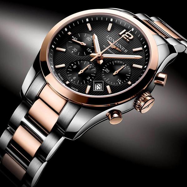 longines conquest classic chronograph black 954
