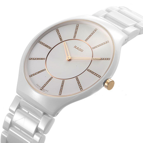 rado true thinline white ceramic