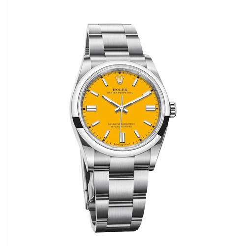 rolex oyster perpetual yellow dial 212