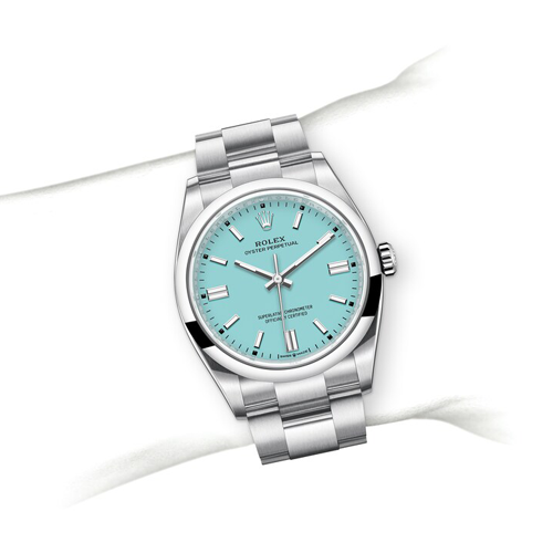 rolex oyster perpetual turquoise blue dial 279