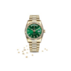 rolex oyster perpetual day date full gold green dial