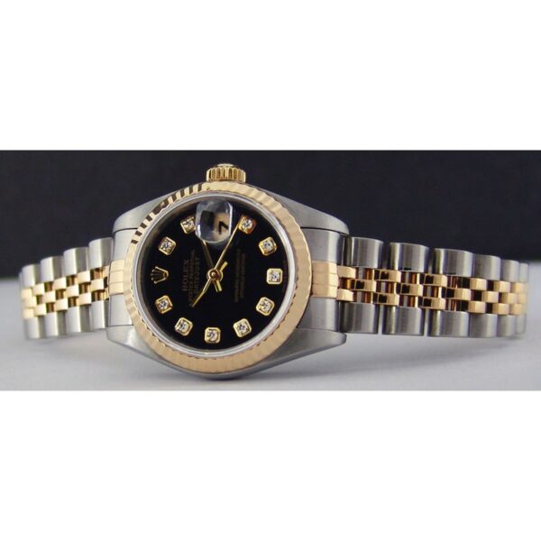 rolex date just gold silver black dial diamond 5678 women rolex date just gold silver black dial diamond 5678 women