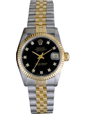 rolex date just gold silver black dial diamond 5678 women rolex date just gold silver black dial diamond 5678 women