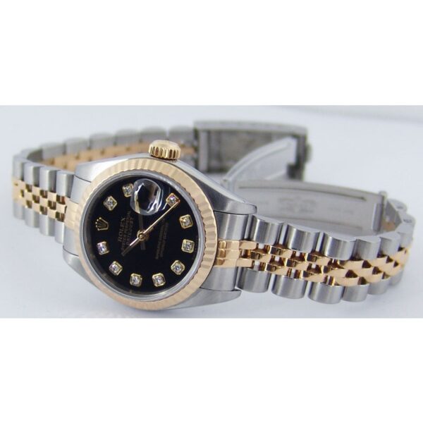 rolex date just gold silver black dial diamond 5678 women rolex date just gold silver black dial diamond 5678 women