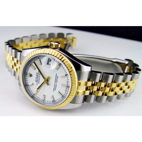 rolex date just gold silver white dial 8897 women