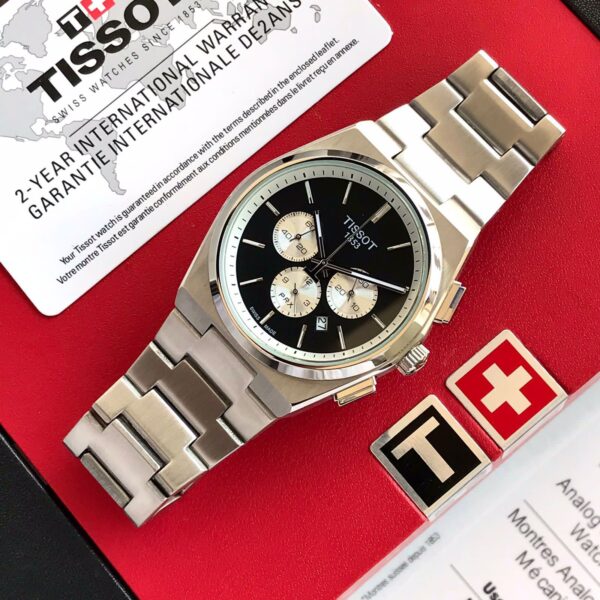 tissot classic prx chronograph quartz silver black