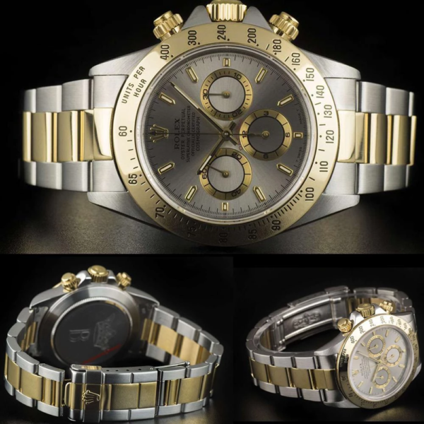 rolex daytona grey gold