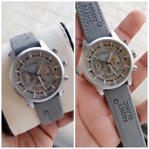 montblanc chronograph grey leather mens watch montblanc chronograph grey leather mens watch
