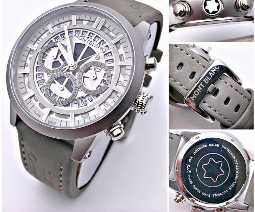 montblanc chronograph grey leather mens watch montblanc chronograph grey leather mens watch
