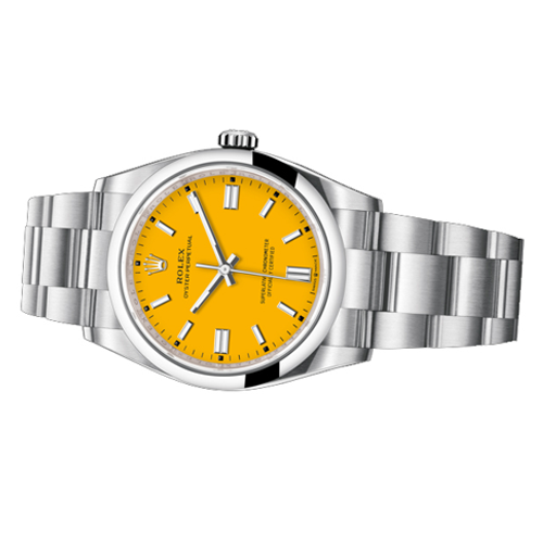 rolex oyster perpetual yellow dial 212