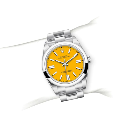 rolex oyster perpetual yellow dial 212