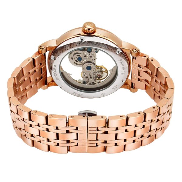 patek philippe automatic rose gold transparent dial bracelet